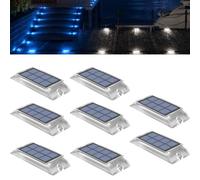 Lacasa Luci Solari Esterno Giardino 8 Pezzi, Segnapasso Solare Calpestabile 2 in 1 Blu e Bianco Freddo, Luci Solari Impermeabili per Scale, Vialetto, Terrazzo, Piscina, Patio e Sentieri