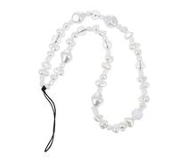Laccetto per Cellulare Anti Smarrimento da Polso con Perline Decorative | Bianco, Leggero e Indossabile al Polso, per Telefoni Mobili e Chiavette Usb, Accessorio Decorativo