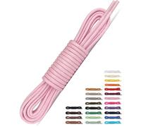 Lacci a sezione rotonda, sottili, di alta qualità, in cotone cerato, lacci per scarpe da città, formali, da ricambio, spessore 3 mm, Made in France, Rosa Chamallow, 60 cm - 6 trous maximum
