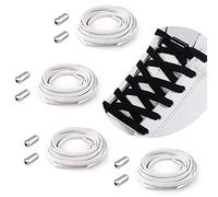 Lacci Elastici Delle Scarpe Lacci Senza Nodo No Tie Lacci Scarpe Stringhe Elastiche Lacci Elastici per Scarpe con Chiusura in Metallo per Scarpe da Ginnastica,Scarpe da Corsa,Scarpe Casual-4 Paia