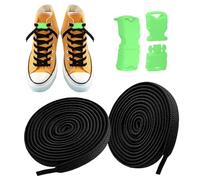 Lacci elastici - Lacci elastici | Senza lacci per sneakers | Lacci elastici per adulti, lacci elastici, lacci elastici regolabili per tuc, Nero luminoso, vedi descrizione