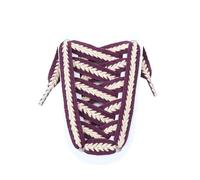 Lacci for scarpe piatti a forma di spiga di grano for sneakers, intrecciati, lacci for scarpe colorati color marshmallow, lacci for scarpe in tela con trama testurizzata(Dark purple beige,140cm)