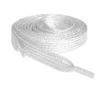 Lacci metallici colorati con brillantini, piatti, 12 mm di larghezza x 80 cm, lunghezza 120 cm, per scarpe da ballo e da ghiaccio, Bianco glitter, 120cm/47" Inches long