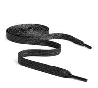 Lacci metallici colorati con brillantini, piatti, 12 mm di larghezza x 80 cm, lunghezza 120 cm, per scarpe da ballo e da ghiaccio, Nero Glitter, 120cm / 47 '' Long