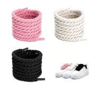 Lacci Spessi 8 mm, Lacci Rotondi, Rope Laces per Air Force 1 | 3 Paia Chunky Laces 140 cm, Lacci in Corda e Lacci di Ricambio per Sneaker, con Struttura Spessa Intrecciata