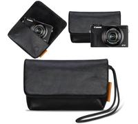 Lacdo Custodia per il trasporto della fotocamera per Canon PowerShot G7 X Mark III / G7X Mark II Digital Camera, Pelle Morbida Custodia Protettiva per Fotocamera, con Cinturino da Polso, Nero