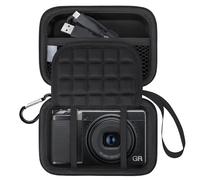 Lacdo Custodia per il trasporto della fotocamera per RICOH GR IV/GR III HDF/GR IIIx HDF/GR IIIx/GR III/GR II/GR Digital Camera, Borsa di Stoccaggio Protettiva, Tasca in Rete per Batterie, Nero+Nero