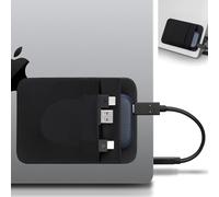 Lacdo Muffola per Disco Rigido Portatile per Laptop, Borsa con 2 Tasche da Attaccare con Adesivo Riutilizzabile, per San Disk, Samsung, Crucial Disco Esterno Stato Solido SSD Custodia, Nero