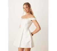 Lace & Beads - Vestito corto avorio con fiocchi-Bianco 46