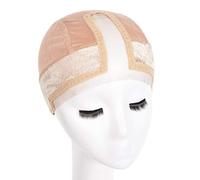 Lace Comfortable Velvet Wig Cap with Silk Band for All Lace Wigs and Frontals, Seamlessly Blend Hairline and Part (Beige)