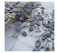 Lace Embroidery Leaves Booktop Ledger Trim 1yard(Grey blue)