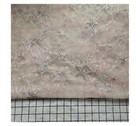 Lace Fabric Multi-color Sequin Embroidery Star Gauze Sewing Dress Stage Background Cloth(Light Pink,2 yard X 130cm)