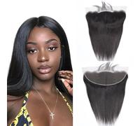 Lace Frontal Closure Ear To Ear Straight Unprocessed Brasilian Virgin Human Hair Lace Front Closures with Baby Hair Free Part Natural Black Color 20 pollici