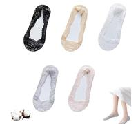 Lace No Show Liner Socks for Women, Non Slip Invisible Socks for Women, Invisible Summer Thin Sock, Lightweight Lace Trim (5Pcs-A)