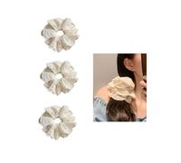 Lace Scrunchie Elastic Hair Tie - Large Hair Ties for Women White Lace Embroidery Hair Accessories for Ponytail Braid Hair Thick Thin Hair (3PCS)