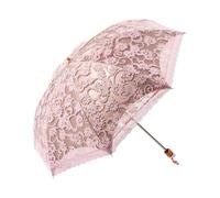 Lace Travel Parasol Folding UV Protection Windproof Embroidered Umbrella Folding Pink