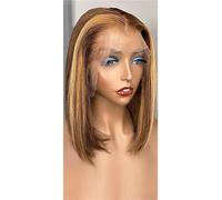Lace Wig Parrucca Bob Per Capelli Umani Parrucca Anteriore In Pizzo Dritto Parrucche Per Capelli Umani Brasiliani Corti 4 27 Highlight 10inch#T Part Bob