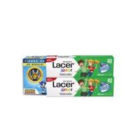 LACER JUNIOR - Gel dentale per bambini, 75 ml, con figura della lega della giustizia, per bambini di +6 anni, aroma di menta, previene la carie, formula di fluoro più calcio, cura dei denti da latte