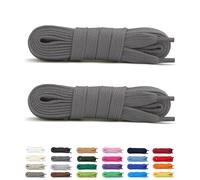 Laceter 2 Paia Lacci Piatti in Cotone 8mm per Sneakers e Scarpe Sportive - Compatibili con Nike, Adidas, Converse, Vans - Resistenti e Comodi - Fabbricato in Europa - 150 cm - Grigio scuro x 2