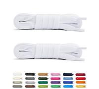 Laceter 2 Paia Lacci Piatti in Cotone 8mm per Sneakers e Scarpe Sportive - Compatibili con Nike, Adidas, Converse, Vans - Resistenti e Comodi - Fabbricato in Europa - 120 cm - Bianco x 2