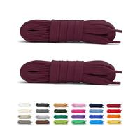 Laceter 2 Paia Lacci Piatti in Cotone 8mm per Sneakers e Scarpe Sportive - Compatibili con Nike, Adidas, Converse, Vans - Resistenti e Comodi - Fabbricato in Europa - 120 cm - Bordeaux x 2