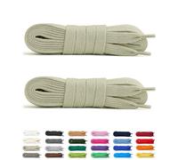 Laceter 2 Paia Lacci Piatti in Cotone 8mm per Sneakers e Scarpe Sportive - Compatibili con Nike, Adidas, Converse, Vans - Resistenti e Comodi - Fabbricato in Europa - 150 cm - Beige x 2
