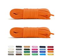 Laceter 2 Paia Lacci Piatti in Cotone 8mm per Sneakers e Scarpe Sportive - Compatibili con Nike, Adidas, Converse, Vans - Resistenti e Comodi - Fabbricato in Europa - 150 cm - Arancia x 2