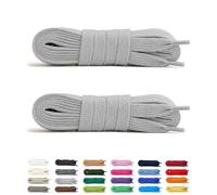 Laceter 2 Paia Lacci Piatti in Cotone 8mm per Sneakers e Scarpe Sportive - Compatibili con Nike, Adidas, Converse, Vans - Resistenti e Comodi - Fabbricato in Europa - 120 cm - Grigio chiaro x 2
