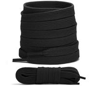 Laceter 2 Paia Lacci Piatti in Cotone 8mm per Sneakers e Scarpe Sportive - Compatibili con Nike, Adidas, Converse, Vans - Resistenti e Comodi - Fabbricato in Europa - 75 cm - Nero x 2