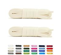 Laceter 2 Paia Lacci Piatti in Cotone 8mm per Sneakers e Scarpe Sportive - Compatibili con Nike, Adidas, Converse, Vans - Resistenti e Comodi - Fabbricato in Europa - 150 cm - Crema x 2