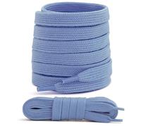 Laceter 2 Paia Lacci Piatti in Cotone 8mm per Sneakers e Scarpe Sportive - Compatibili con Nike, Adidas, Converse, Vans - Resistenti e Comodi - Fabbricato in Europa - 120 cm - Cielo azzurro x 2