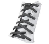 Laceter Lacci elastici piatti - 2 paia - Lacci elastici senza nodi per adulti o bambini e per tutti i tipi di scarpe - Chiusura in metallo colorato - Lunghezza: 100 cm - Bianco e grigio