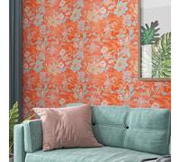 LACHEERY Carta da Parati Adesiva Muro Floreale Rosso Carta Adesiva per Pareti Vintage 44.5cm x 700cm Impermeabile Tappezzeria Adesivi Muro Floreale Vinile Pellicola per Mobili Cucina Bagno Salone