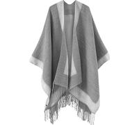 Lachi Poncho da donna, scialle, poncho, mantello, cardigan aperto sul davanti, Grigio