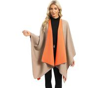 Lachi Scialle Donna Elegante Open Front Front Winter Cardigan Lady Reversible Cape Printed Wraps Femminile a Scacchi a Maglia Tartan Blanket Modello Geometrico Scialle