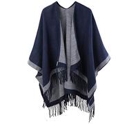 Lachi Scialle Donna Elegante Open Front Front Winter Cardigan Lady Reversible Cape Printed Wraps Femminile a Scacchi a Maglia Tartan Blanket Modello Geometrico Scialle