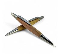 LACHIEVA LUX TriCraft - Set di penne e matite color noce, penna a sfera con impugnatura triangolare e matita meccanica da 0,7 mm, finitura canna di fucile, set da scrittura con ricariche, mina e