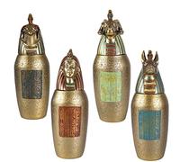 lachineuse - 4 vasi baldacchino egiziani - Vasi decorativi altezza 21 cm | Anubi, Horus, Hapi, Amset - Decorazione Antico Egitto - Statue e statuette di faraoni - Idea regalo - Bronzo dorato