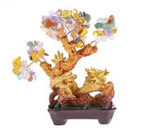 Lachineuse - Albero del Drago 5 Elementi 9 cm - Equilibrio e Felicità | Albero del Drago Feng Shui - Decorazione con drago giapponese in stile asiatico - Ornamento Zen con pietre dure