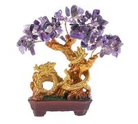 lachineuse - Albero Drago in Ametista Viola - Albero Feng Shui 19 cm - Decorazione asiatica Drago Giapponese - Albero di Fortuna con Drago Dorato - Decorazione asiatica Pietre Preziose - Oggetto