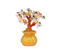 lachineuse - Albero Feng Shui 5 Elementi - Albero della Fortuna 17 cm - Decorazione Asiatica Giapponese - Albero della Fortuna con Supporto Dorato - Decorazione Asiatica Pietre preziose - Oggetto