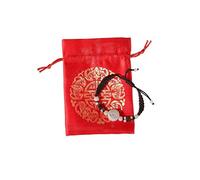 lachineuse - Braccialetto della felicità - giada - sacchetto in raso | Bracciale regolabile composto da una pietra di giada incisa con gli ideogrammi della felicità e della longevità