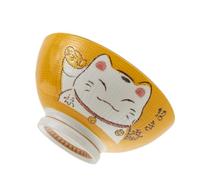 lachineuse - Ciotola grande per Ramen Giapponese - Tonalità gialla ⌀ 17,5 cm - Capacità 1000 ml - Gatto Maneki Neko - Ciotola per riso, Colazione & Zuppa - Deco asiatico e Giappone - Regalo da tavola
