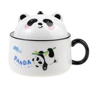 lachineuse - Ciotola per Ramen asiatica Panda - Porcellana - 1020 ML - Con coperchio e posate - Ciotola per colazione, zuppa, riso, tagliatelle istantanee - Idea regalo asiatica, Giappone, Cina