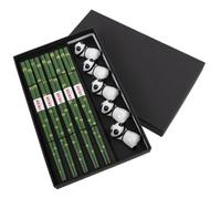 lachineuse Cofanetto bacchette e supporti Panda - 5 paia verdi PANDA - Atmosfera asiatica - Chopsticks - Sushi, Ramen, tagliatelle e riso, regalo cucina asiatica cinese