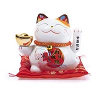 lachineuse - Gatto Maneki Neko - Statuetta giapponese del gatto fortunato - Braccio mobile - Oggetto decorativo kawaii - Porcellana del gatto fortunato - Fortuna, felicità, fortuna