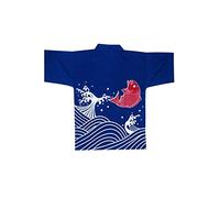 lachineuse - Giacca da Cuoco Giapponese - Taglia L - Colore Blu - Decorazione con Motivo a Carpa Koi Rossa - Tessuto - Sapori asiatici - Atmosfera Zen - Idea Regalo Asiatica per Il Giappone