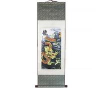 lachineuse - Kakemono Drago Celeste Imperiale - Arazzo da parete - Decorazione giapponese da appendere - 100 x 30 cm - Atmosfera Zen - Colore grigio - Idea regalo Giappone Asia