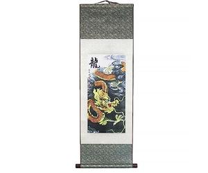lachineuse - Kakemono Drago Celeste Imperiale - Arazzo da parete - Decorazione giapponese da appendere - 100 x 30 cm - Atmosfera Zen - Colore grigio - Idea regalo Giappone Asia