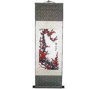 lachineuse - Kakemono Fiore di Prugno - Arazzo da Parete - Decorazione Giapponese da Appendere - 100 x 30 cm - Simbolo di Speranza - Stampa Giapponese - Colore Grigio - Idea Regalo Giappone Asia